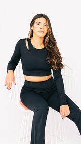 Second Skin Asymmetrical Long Sleeve Crop