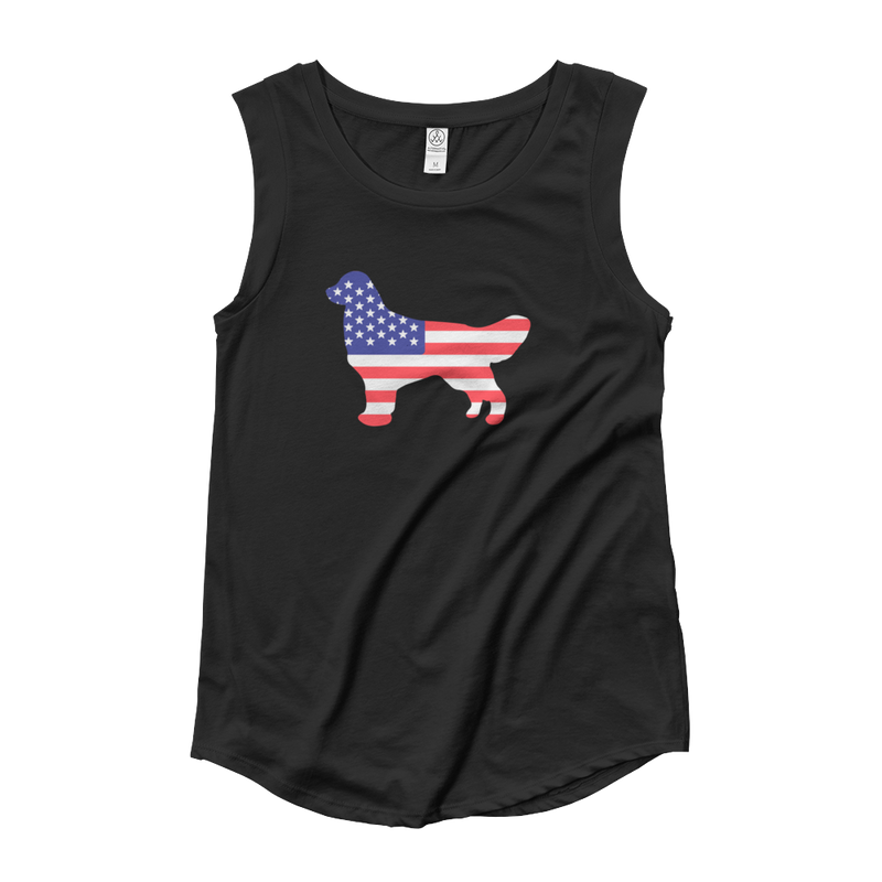 Dog Bless America Ladies’ Cap Sleeve T-Shirt